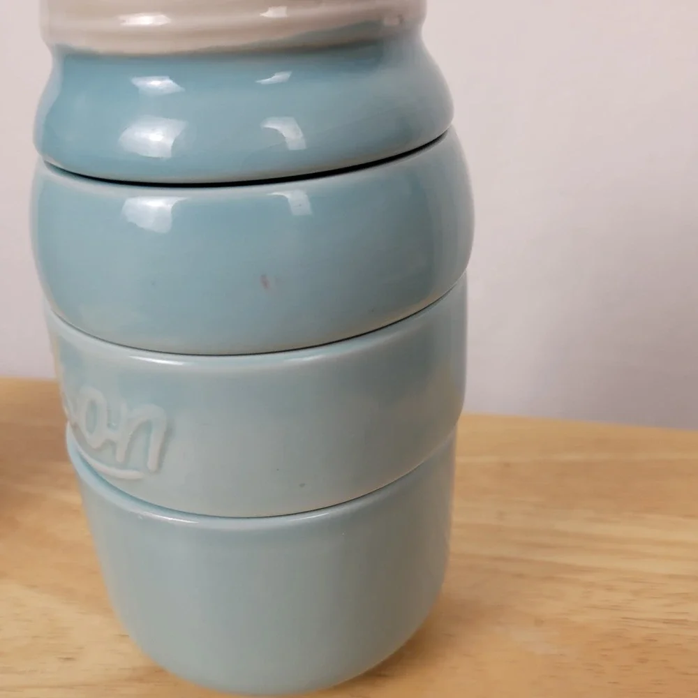 Mason Jar Measuring Cups Blue Stacking Nesting Kitchen Rustic Country Farmhouse